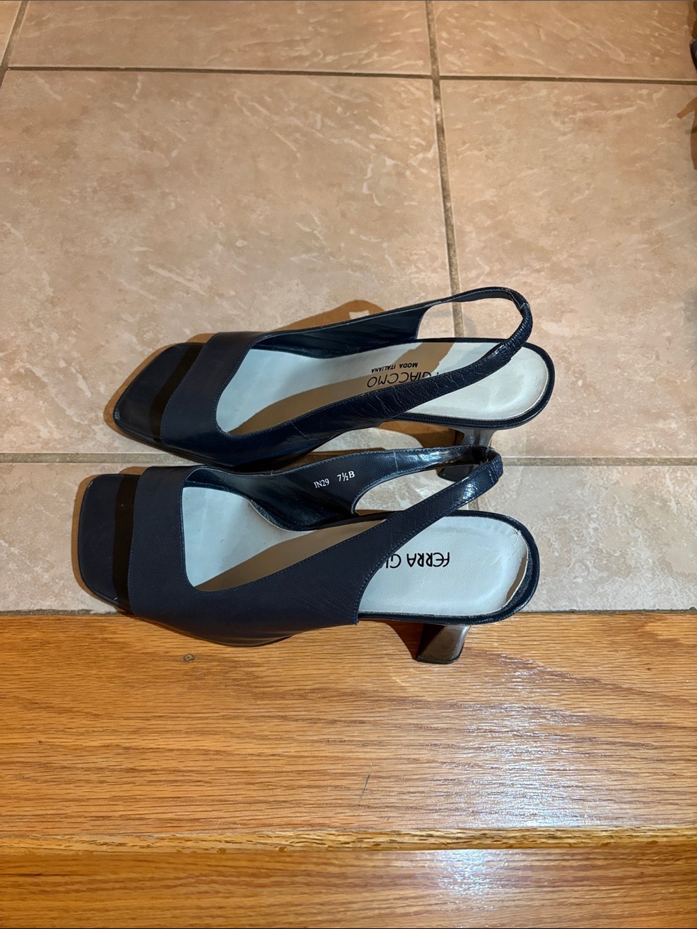Black Slingback Low Heel Sandals